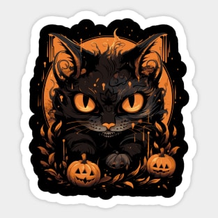 Halloween Cat Spooky Pumpkin Crew Sticker